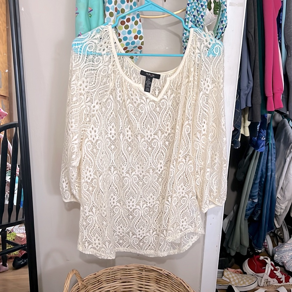White/Cream Swimsuit coverup/top
